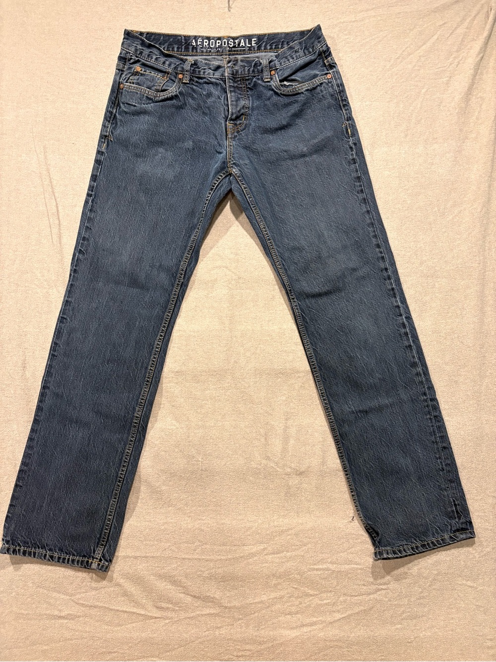 Aeropostale Button Fly  Men's Dark Blue Straight Leg Jeans34/34